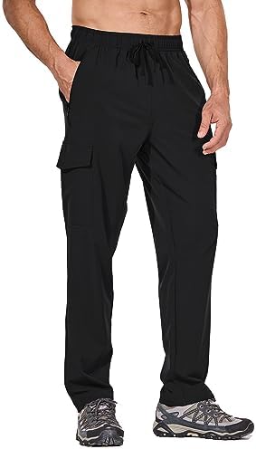 baleaf Men's Hiking Pants Water Resistant Cargo Quick Dry Travel Elastic Waist with Zip Pockets UPF 50+ for Work Running