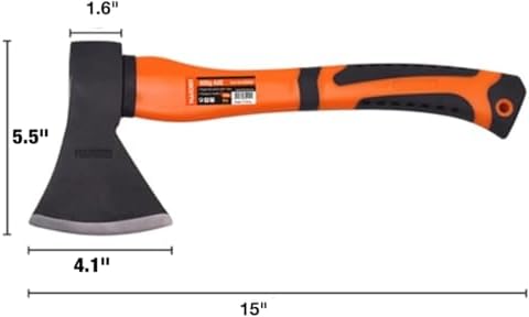 Edward Tools Wood Axe - Heavy Duty Small Camp Hatchet with Sheath - for Splitting Wood, Kindling - Forged Steel Blade with No Slip Handle - Throwing Hatchet and Axe