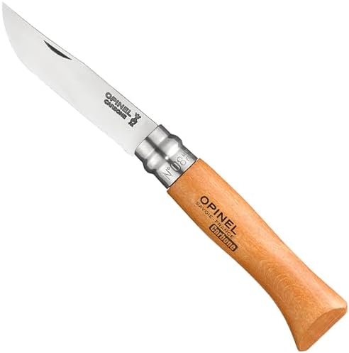 Opinel No.08 Carbon Steel Folding Pocket Knife with Beechwood Handle, Brown (2540089)