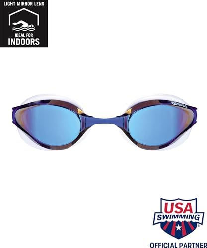 ARENA Unisex Python Racing Swim Goggles for Men and Women Anti-Fog No Leak Max Comfort Dual Strap, Mirror/Non-Mirror Lens