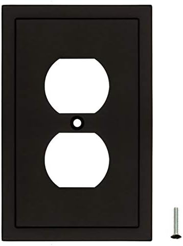 Modern Edge Decorative Wall Plate Switch Plate Outlet Cover, Durable Solid Zinc Alloy (Single Duplex 3PK, Matte Black)