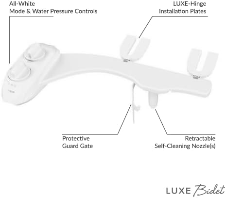 LUXE Bidet NEO 120 Plus - Patented Bidet Attachment for Toilet Seat, Innovative Hinges to Clean, Slide-in Easy Install, Advanced 360° Self-Clean, Single Nozzle, Rear Wash (White)