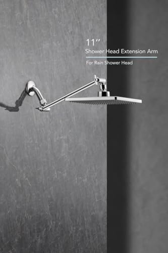 11 Inch Adjustable Shower Head Extension Arm With Locking Set Screw, Singing Rain Solid Brass Chrome Angle Height Adjustable, Easy To Install, G1/2 Universal Connector Compatible (Chrome Finish)