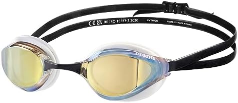 ARENA Unisex Python Racing Swim Goggles for Men and Women Anti-Fog No Leak Max Comfort Dual Strap, Mirror/Non-Mirror Lens