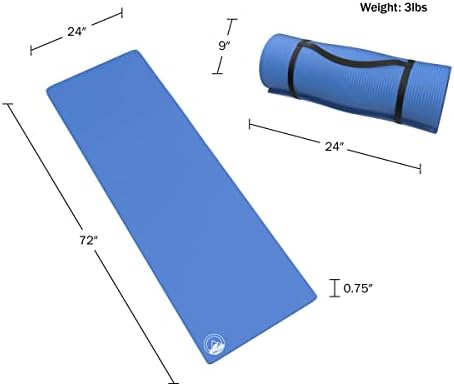 Foam Sleeping Pad for Camping - 0.75-Inch-Thick Waterproof Sleep Pad with Carry Straps for Cots, Tents, or Sleepovers by Wakeman Outdoors (Blue)