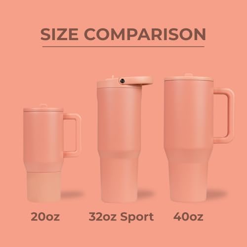 HydroJug Sport - Stainless Steel Tumbler with Straw, Vacuum Insulated, 32oz Leakproof Water Bottle, Ergonomic Design, Reusable, Dishwasher Safe, Rubber Base, Durable for Gym or Outdoors, Dahlia