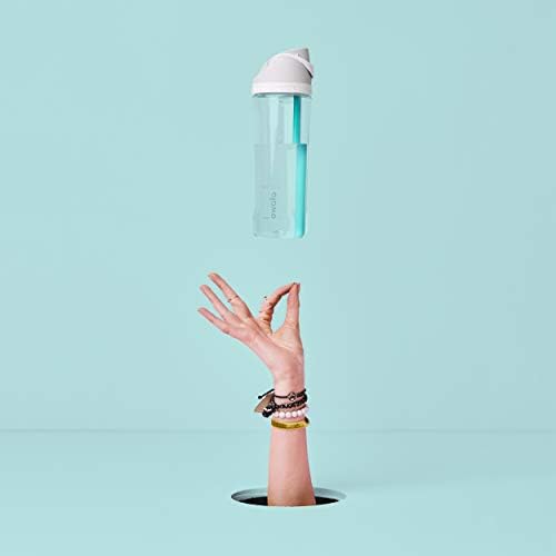 FreeSip Clear Tritan Plastic Water Bottle with Straw, BPA-Free Sports Water Bottle, Great for Travel, 25 Oz, Shy Marshmallow