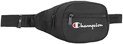 Champion Waist Pack, Black/White Logo, One Size