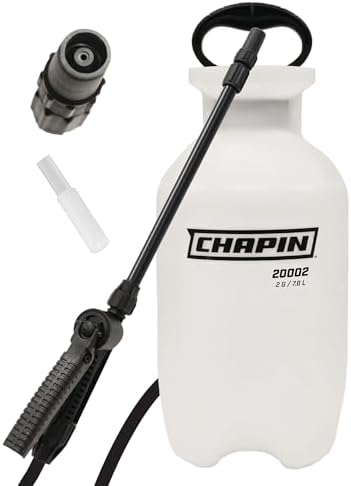 Chapin 20002 Made in USA 2 -Gallon Lawn and Garden Pump Pressured Sprayer, for Spraying Plants, Garden Watering, Lawns, Weeds and Pests, Translucent White
