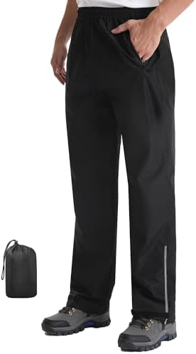 iCreek Men's Waterproof Rain Pants Lightweight Packable Windproof Outdoor Over Pants for Hiking Fishing Golf