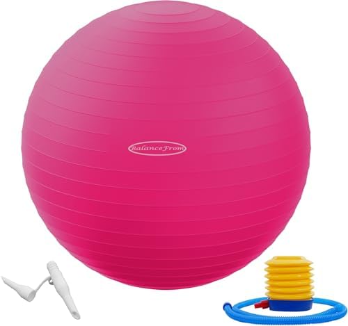 Anti-Burst and Slip Resistant Exercise Ball - Yoga, Fitness, Birthing Ball With Quick Pump, 2,000-Pound Capacity, Multiple Colors and Sizes
