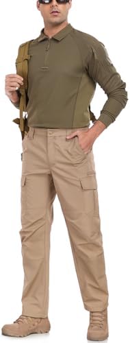 Mens Cargo Work Pants Durable Ripstop Tactical Pants with 7 Pockets Outdoor Water Resistant Hiking Woking Construction Pants