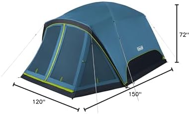 Coleman Skydome Camping Tent with Dark Room Technology and Screened Porch, Weatherproof 4/6 Person Tent Blocks 90% of Sunlight, Sets Up in 5 Minutes, and Includes Extra Storage/Sleeping Place