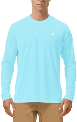 Roadbox Mens UPF 50+ UV Sun Protection Shirts Outdoor Long Sleeve SPF Rash Guard for Fishing Hiking Swimming Running