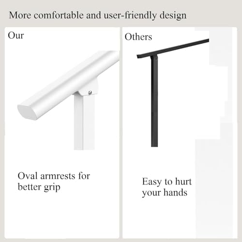 Hand Rails for Outdoor Steps,3 Step Stair Handrail & Indoor Stair Railing Kit๏ผWhite Railings for Outdoor Steps and Hand Rails for Seniors for Porch๏ผ2 Step White๏ผ