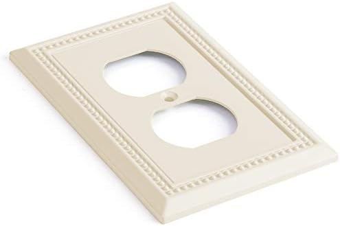 Henne Bery Sunken Pearls Heavy Duty Decorative Wall Plate Switch Plate Outlet Cover, Durable Solid Zinc Alloy (Single Duplex 3PK, Light Almond)