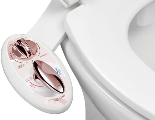 LUXE Bidet NEO 320 - Hot and Cold Water, Self-Cleaning, Dual Nozzle, Non-Electric Bidet Attachment for Toilet Seat, Adjustable Water Pressure, Rear and Feminine Wash, Lever Control (Rose Gold)