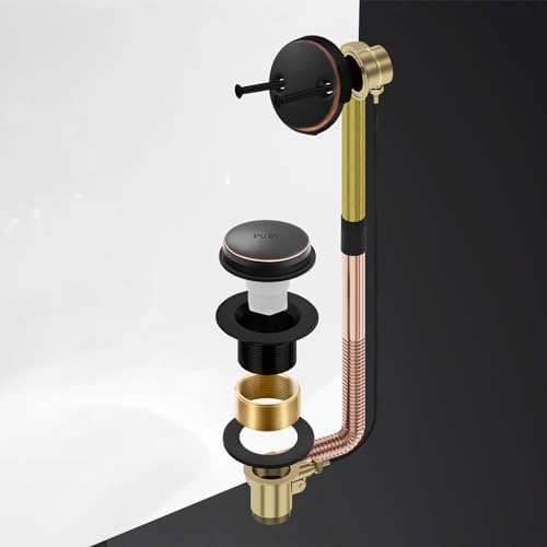 Oil Rubbed Bronze Bathtub Drain Tip-Toe Tub Trim Set with Two-Hole Overflow Faceplate Bathroom Tub Drains Replacement Conversion Kit