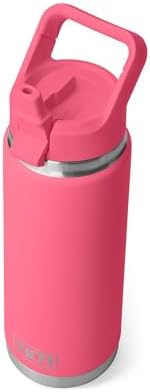 YETI Rambler 26 oz Bottle, Vacuum Insulated, Stainless Steel with Color Matching Straw Cap
