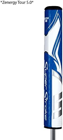SuperStroke Zenergy Tour 2.0 Golf Putter Grip with No Taper Enhanced SPYNE Technology, New Multi-Zone Texturing and Tech-Port, Blue/White
