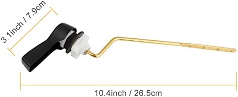 Hibbent Universal Metal Side Mount Toilet Handle Replacement Kit, Brass Toilet Flush Tank Lever with Stainless Steel Flapper Chains for Most Toilets, Matte Black Finish