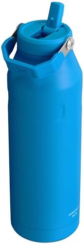Stanley IceFlow Flip Straw 2.0 Water Bottle 50 OZ | Built-In Straw with Larger Opening | Lightweight & Leak-Resistant | Insulated Stainless Steel | BPA-Free | Azure