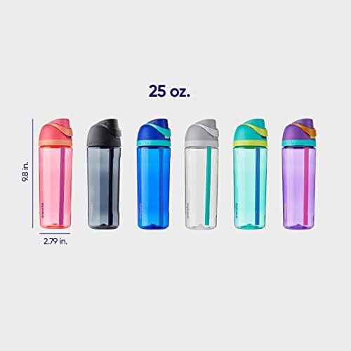 FreeSip Clear Tritan Plastic Water Bottle with Straw, BPA-Free Sports Water Bottle, Great for Travel, 25 Oz, Very, Very Dark