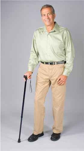 Carex Soft Grip Walking Cane - Height Adjustable Cane With Wrist Strap - Latex Free Soft Cushion Handle, Metallic Blue