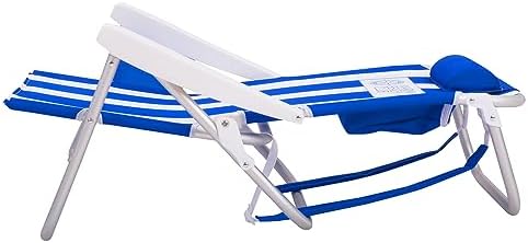 Luxury Sturdy Extra Comfort Backpack Beach Chair/Bundle of 2 Units (Blue White Stripes)