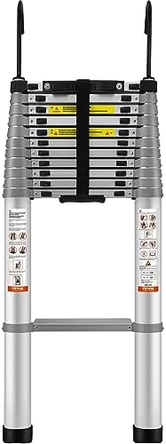 VEVOR Telescoping Ladder, 15 FT Aluminum Collapsible Extension Ladder, 400 LBS Capacity with Non-Slip Feet, Portable Multi-Purpose Compact Ladder for Home, RV, Loft, ANSI Liste…
