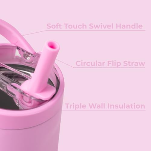 HydroJug Sport - Stainless Steel Tumbler with Straw, Vacuum Insulated, 32oz Leakproof Water Bottle, Ergonomic Design, Reusable, Dishwasher Safe, Rubber Base, Durable for Gym or Outdoors, Bubblegum