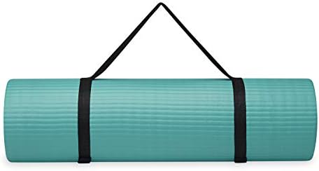 Gaiam Essentials Thick Yoga Mat Fitness & Exercise Mat with Easy-Cinch Yoga Mat Carrier Strap, 72"L x 24"W x 2/5 Inch Thick