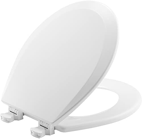 Bemis 500EC Durable Wood Toilet Seat with Easy Clean Hinges, Made in USA, Round, White, 2-Pack