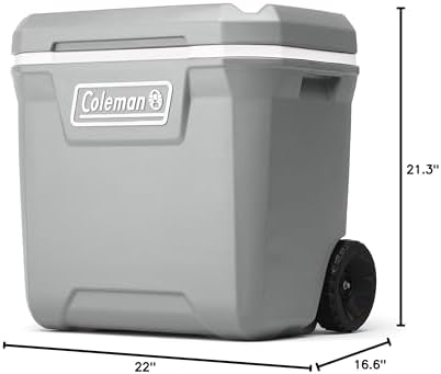 Coleman Classic Series Insulated Portable Wheeled Cooler, Leak-Resistant Outdoor Hard Cooler Keeps Ice up to 5 Days, 65-Quart