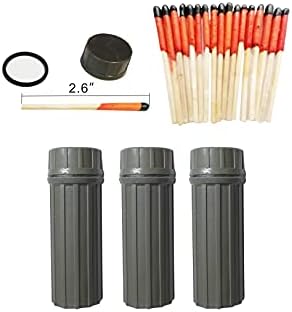 Emergency Fire Starter Windproof Weatherproof Stormproof Matches Waterproof Case Wax Rope for Hiking Camping Bushcraft Hunting Fishing Outdoor Survival Power Outage