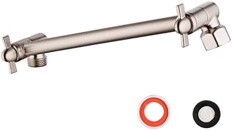 Shower Head Extender, Adjustable Shower Head Extension Brushed Nickel, Adjustable for Any Shower Angels, Universal Straight Shower Arm