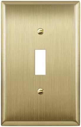 LIDER Toggle Light Switch Metal Wall Plate, Stainless Steel Switch Cover, Corrosion Resistant, Mid-Size 1-Gang 4.88" x 3.11", 201 Stainless Steel, LMWP-11M-BB, Brushed Brass