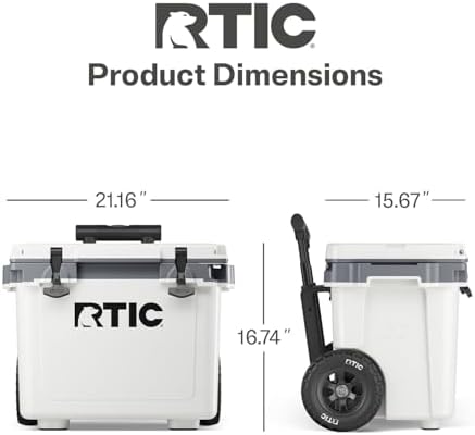 RTIC 22 QT Ultra-Light Wheeled Cooler with Handle, Hard Insulated Portable Ice Chest Box for Beach, Drink, Beverage, Camping, Picnic, Fishing, Boat, Barbecue