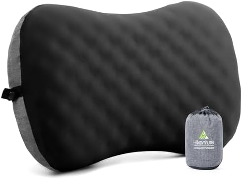 Hikenture Camping Pillow with Soft Foam, Extra-Comfort Inflatable Pillow with Removable Cover, Compact Portable Backpacking Pillow