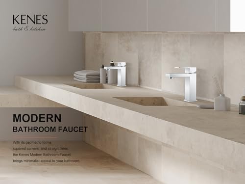 KENES Chrome Bathroom Faucet Single Handle Bathroom Sink Faucet Lavatory Vanity Faucet with Pop Up Drain & Water Supply Lines LJ-9031-5
