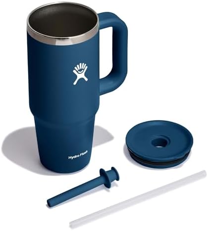 Hydro Flask 24 Oz Travel Tumbler with Handle, Lid and Straw - Insulated Stainless Steel in 24 Oz Indigo