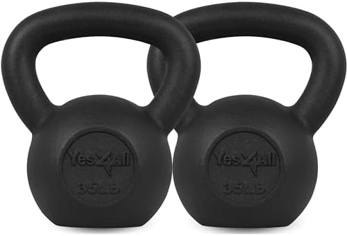 Yes4All 5-80 lbs Cast Iron Kettlebell for Dumbbell Weights Exercises, Gym, Full Body Home Workout Equipment, Push up, Grip and Strength Training