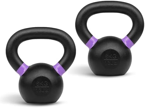 Yes4All Powder Coated Cast Iron Kettlebell Strength Training Kettlebells Weight Set for Full Body Workout, Home Gym