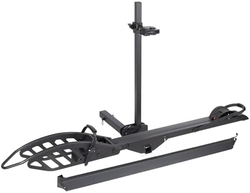 CyberRack E1 Hitch 1-EBike Rack with Ramp,100 lbs Capacity Single Mount Platform Style, Fits Up to 5-inch Fat Tire E-Bike Carrier Rack for 2inch Receiver Cars Trucks SUVs Minivans RV, Trailer