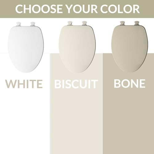 CHURCH Toilet Seat, Easy Clean Hinges Release for Deep Cleans, Durable Enameled Wood Seat, Elongated, White