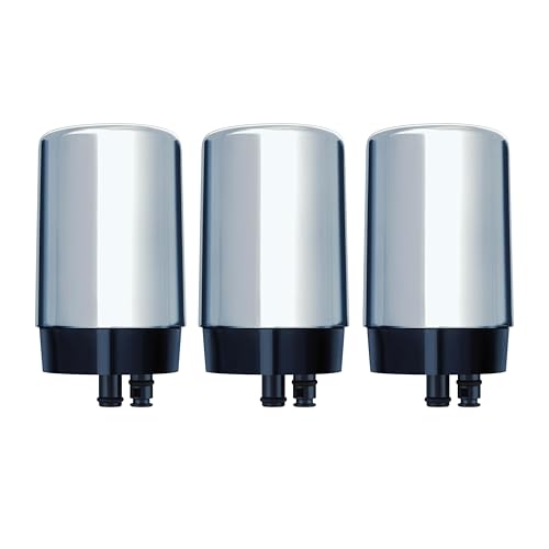 Brita Replacement Water Filter for Faucet Mount, Removes 99% of Lead, Sink Filtration System, Chrome, 3 Count
