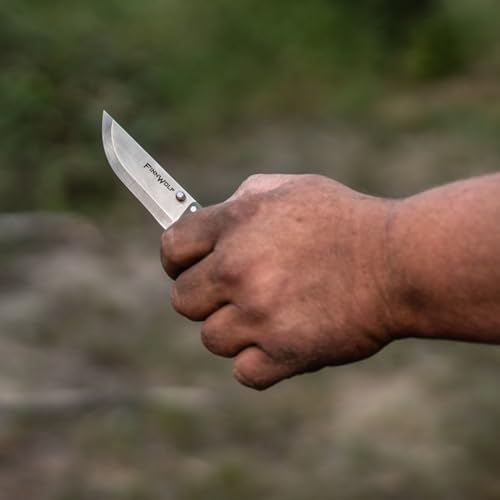 COLD STEEL Finn Wolf 3.5in AUS8A Razor-Sharp Straight Back Blade 4.375in Griv-Ex OD Green Handle Hunting Folding Knife, Boxed