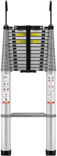 VEVOR Telescoping Ladder, 18.5 FT Aluminum Collapsible Extension Ladder, 400 LBS Capacity with Non-Slip Feet, Portable Multi-Purpose Compact Ladder for Home, RV, Loft, ANSI Liste