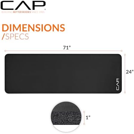 CAP Barbell 1-Inch High Density Exercise Yoga Mat with Strap | Multiple Colors