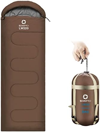 ECOOPRO Warm Weather Sleeping Bag - Portable, Waterproof, Compact Lightweight, Comfort with Compression Sack - Great for Outdoor Camping, Backpacking & Hiking-83 L x 30" W Fits Adults
